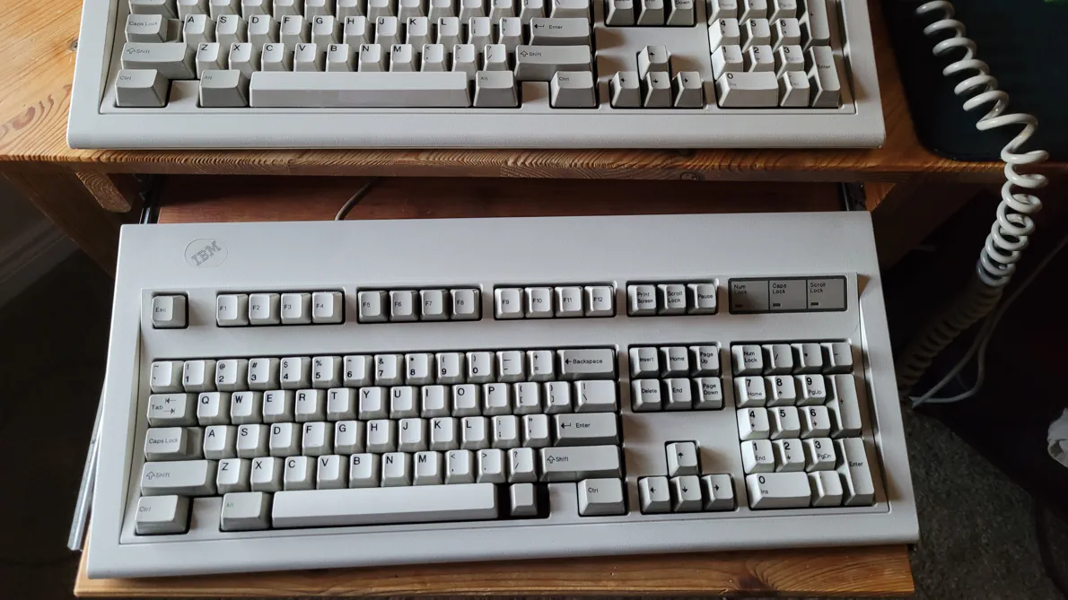 Two of the IBM Model M keyboards I have
restored